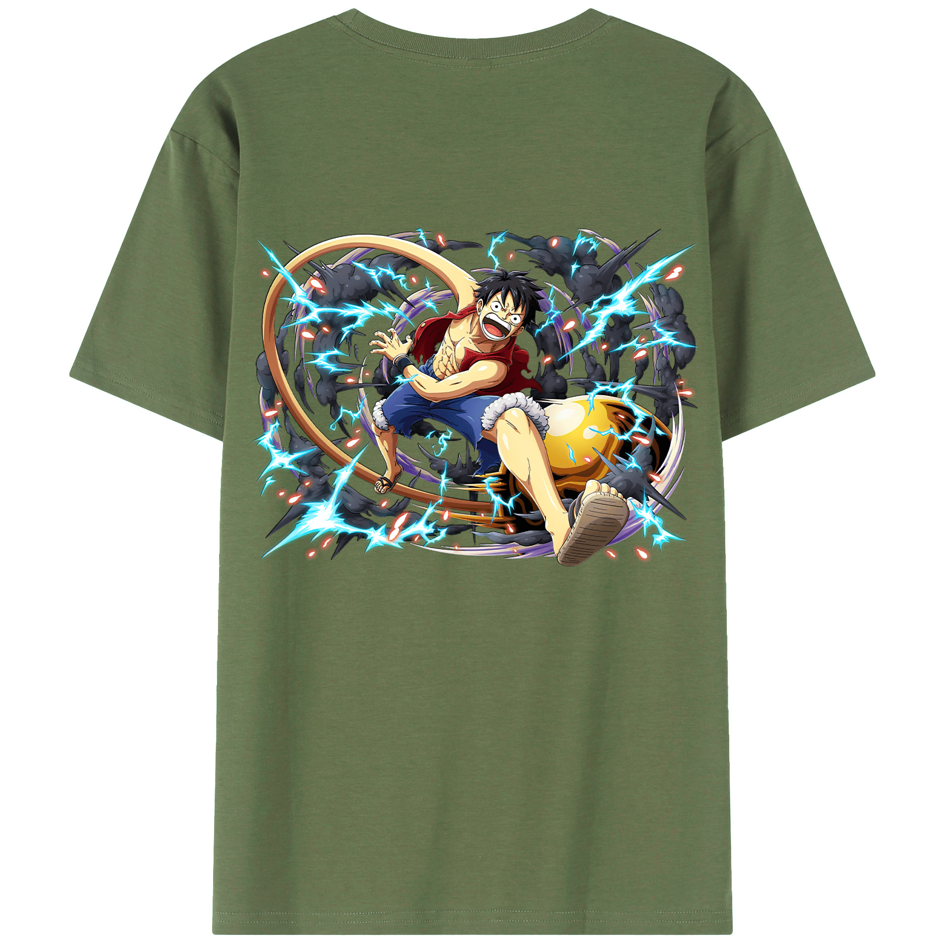 ワンピース モンキー・D・ルフィ ONE PIECE Monkey D. Luffy 綿100％ メンズ半袖Tシャツ（バックプリント） 通気性